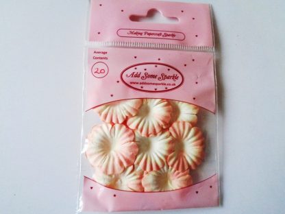 Pack of 20 Paper Blossom Flowers (approx 25mm in diameter) Peach & White