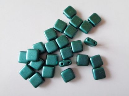 6mm 2-Hole Czechmates Tile Beads Pastel Teal