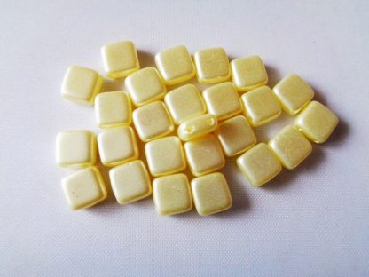 6mm 2-Hole Czechmates Tile Beads Pastel Cream