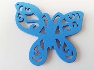 Pack of 5 Wooden Pendants Blue Butterfly