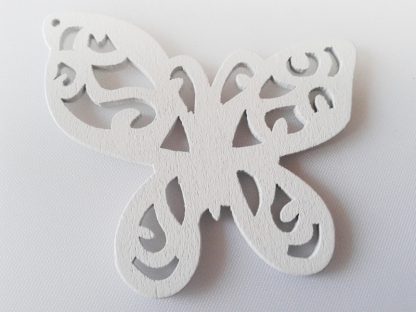 Pack of 5 Wooden Pendants White Butterfly