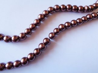 6mm Glass Pearls Brown (80cm strand approx 154 beads)