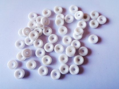 Pack of 50 6mm Wheel Chalk Czech Glass Beads White Luster