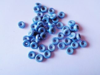 Pack of 50 6mm Wheel Chalk Czech Glass Beads Blue Luster