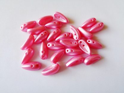 Pack of 25 4mm x 11mm 2-Hole Czech Glass Chilli Beads Pastel Pink