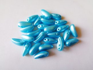 Pack of 25 4mm x 11mm 2-Hole Czech Glass Chilli Beads Pastel Aqua