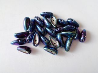 Pack of 25 4mm x 11mm 2-Hole Czech Glass Chilli Beads Jet Blue Iris