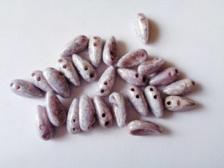 Pack of 25 4mm x 11mm 2-Hole Czech Glass Chilli Beads Alabaster Terracotta Copper