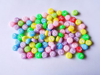 100 x 6.5mm Acrylic Alphabet Beads Flat Round Mixed Pastel