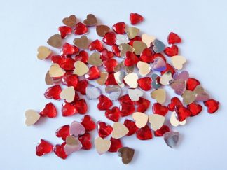 100 x 8mm Acrylic Heart Gems Red