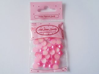 8mm Pearl Half Round Pink (approx 50)