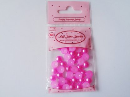 8mm Pearl Half Round Hot Pink (approx 50)