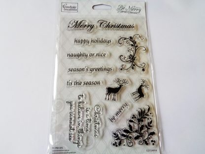 Couture Creations Be Merry And Classic 4 x 6 Inch Stamp Set 11 Stamps