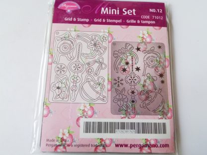 Pergamano Mini Grid and Stamp Set 12 Baubles (approx 7.4cms x 9.9cms)