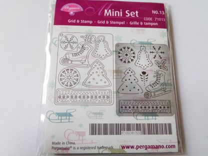 Pergamano Mini Grid and Stamp Set 13 Winter Festival (approx 7.4cms x 9.9cms)