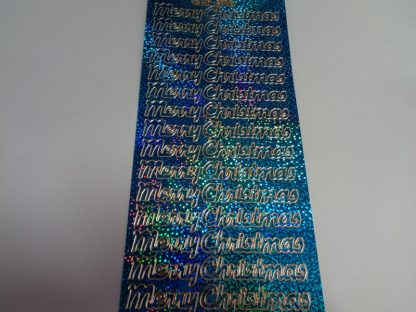 Merry Christmas 2 Holographic Blue Peel Off Stickers