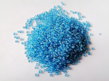 2mm Size 11/0 Silver Lined Seed Beads Light Sea Blue (approx 20g)