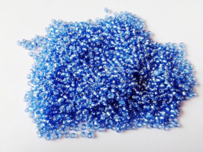 2mm Size 11/0 Silver Lined Seed Beads Mid Blue (approx 20g)