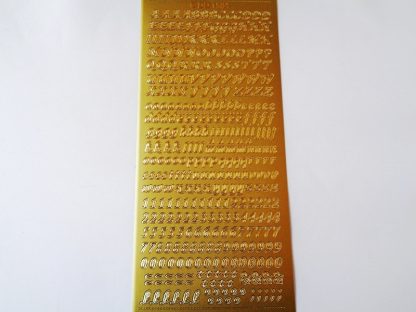 Alphabet and Number Mixed Peel Off Stickers Gold