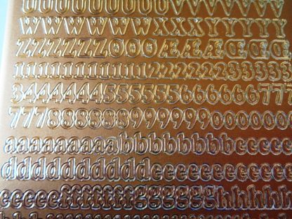 Alphabet and Number Mixed Small Peel Off Stickers Bronze