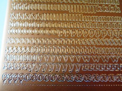 Alphabet and Number Mixed Small Peel Off Stickers Bronze