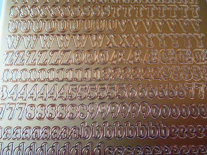 Alphabet and Number Mixed Small Peel Off Stickers Gold