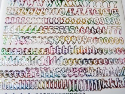 Alphabet and Number Mixed Small Peel Off Stickers White Rainbow Multi Coloured