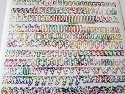 Alphabet and Number Mixed Small Peel Off Stickers White Rainbow Multi Coloured