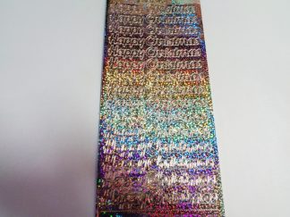 Happy Christmas 2 Peel Off Stickers Holographic Silver