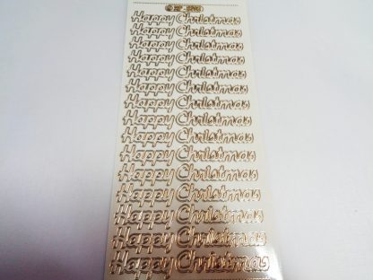 Happy Christmas 2 Peel Off Stickers Transparent Gold