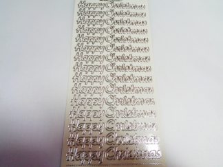 Happy Christmas 2 Peel Off Stickers Transparent Silver