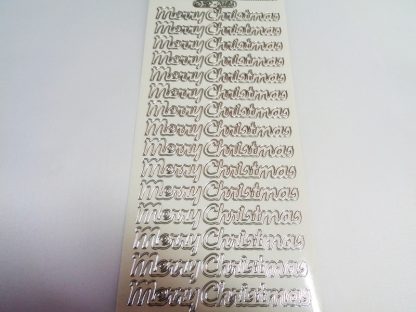 Merry Christmas 2 Peel Off Stickers Transparent Silver
