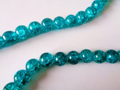 10mm Glass Crackle Beads (approx 40 beads) Green Turquoise