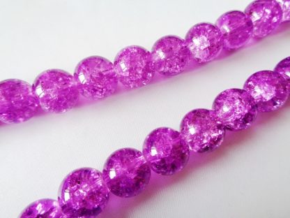 10mm Glass Crackle Beads (approx 40 beads) Purple