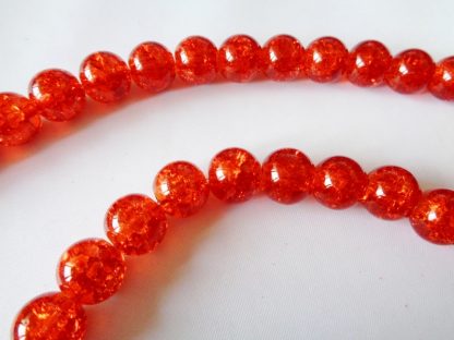 10mm Crackle Glass Beads (approx 40 beads) Orange
