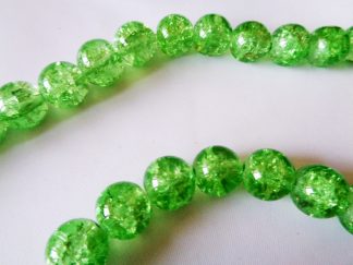 10mm Crackle Glass Beads (approx 40 beads) Peridot