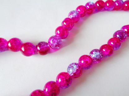 10mm Crackle Glass Beads (approx 40 beads) Fuchsia/Lilac