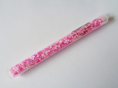 25g Hanging Tube With Mix of 7/0 & 10/0 Seed Beads & Bugle Beads Pink