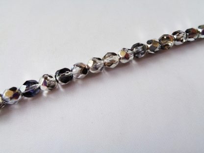 Strand of 25 6mm Half Coated Special Effect Bermuda Blue Czech Fire-polished Faceted Glass Beads