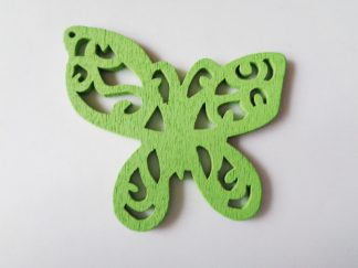Pack of 5 Green Butterfly Wooden Pendants approx 47mm