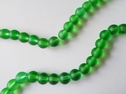 10mm Green Glass Frosted Round Beads