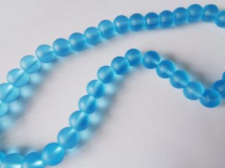 10mm Aqua Glass Frosted Round Beads