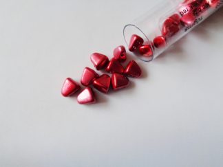 10g Tube of 6mm x 5mm Metalust Lipstick Red Czech Glass Nib-Bit Beads