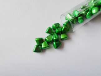 10g Tube of 6mm x 5mm Metalust Apple Green Czech Glass Nib-Bit Beads