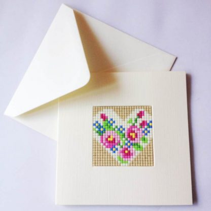 Pink Flowers Pixelhobby Card Kit