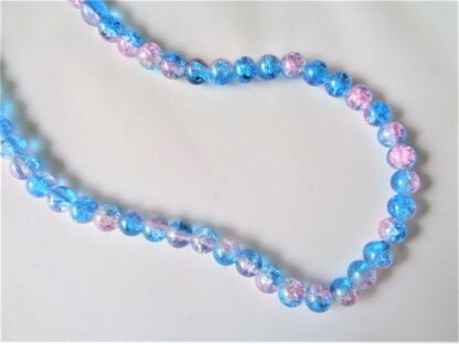 8mm Crackle Beads - Pink/Aqua
