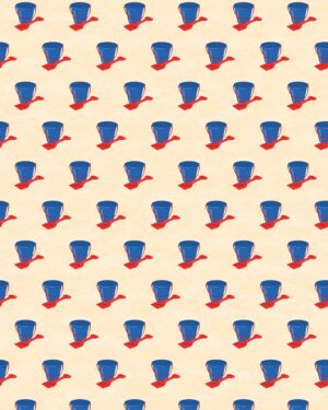 Beach Time Friday Freebie featuring lots of blue buckets with a red spade on a sandy background.