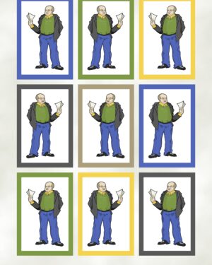 Dad Topper Friday Freebie featuring nine tiles of men with different coloured borders